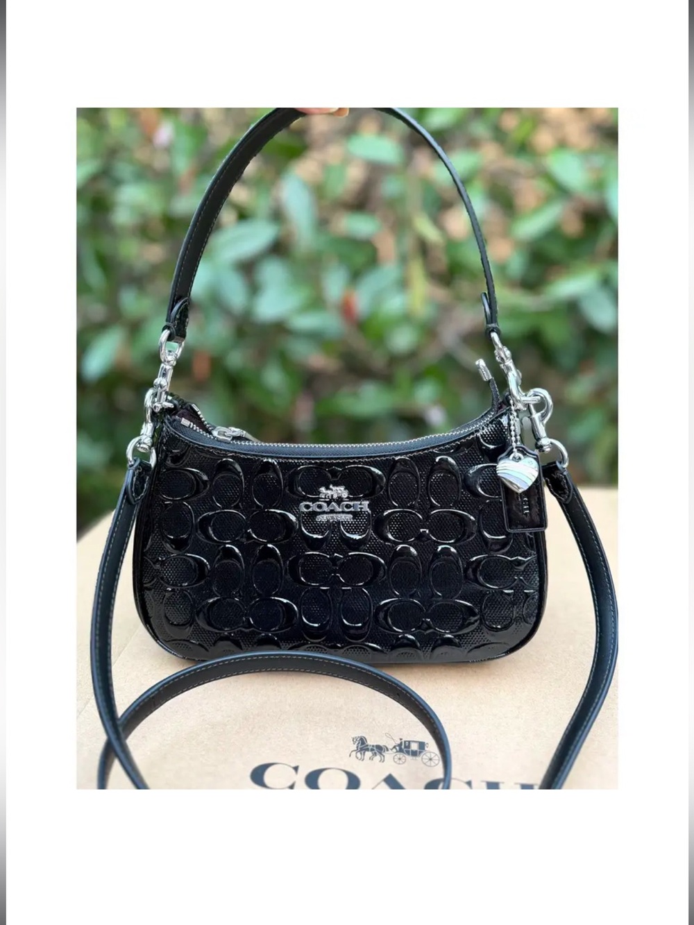 Coach Black Embossed Signature Shoulder Bag - Picture 3 of 5